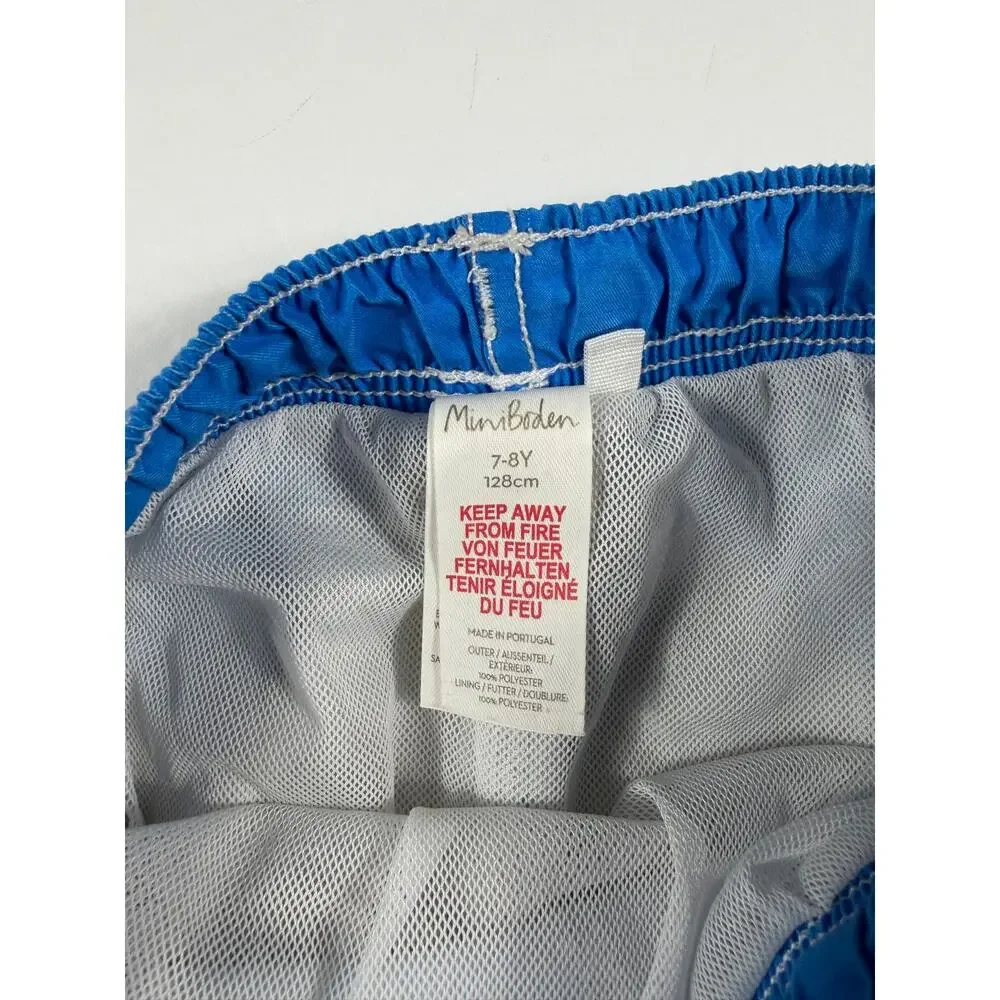 Mini Boden Shark Swim Trunks Blue Size 7-8 swim shorts